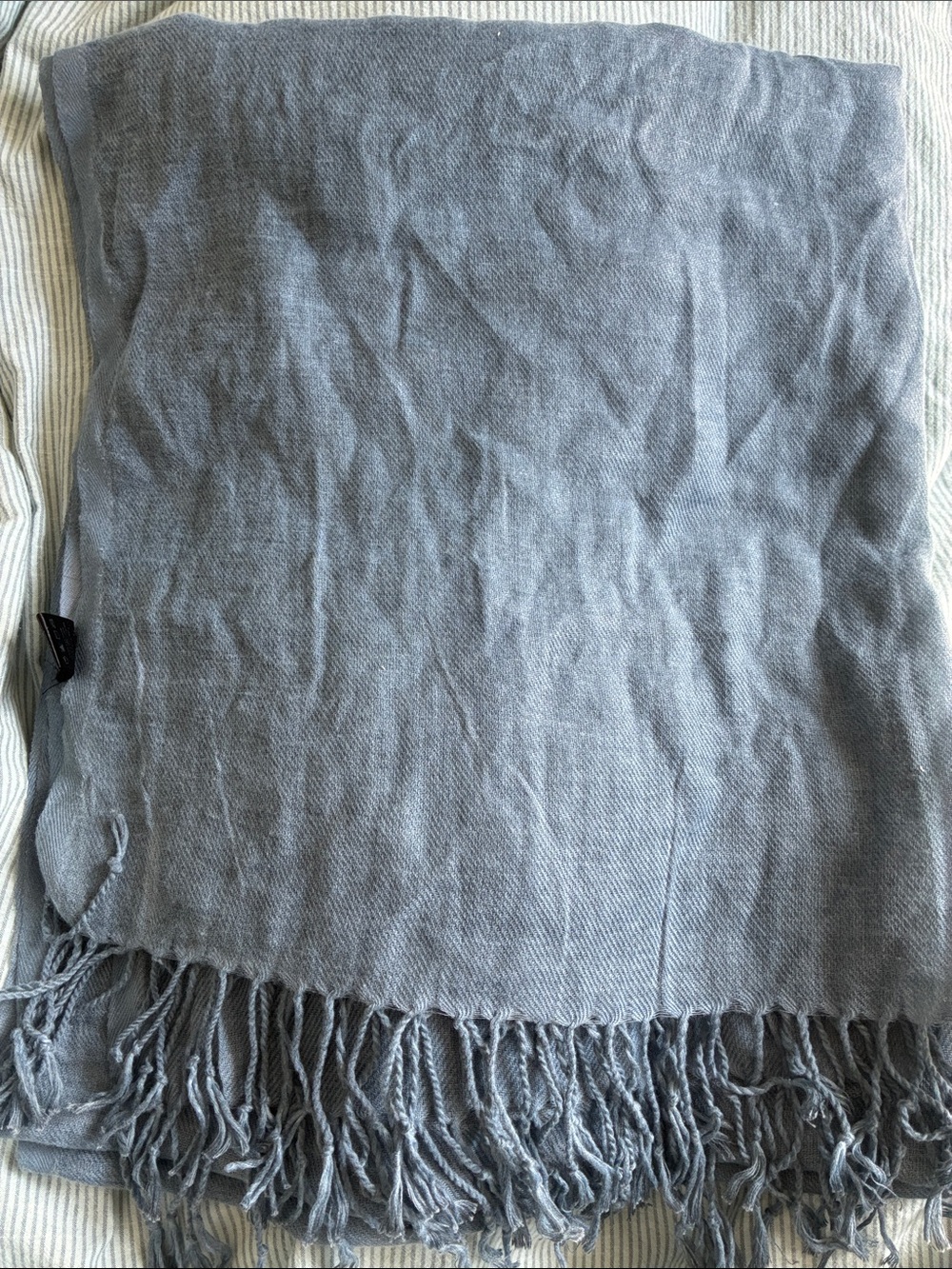 Blue grey fringe scarf